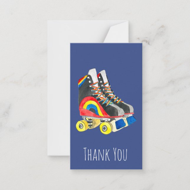 Rollerskates retro eighties art note card (Front)