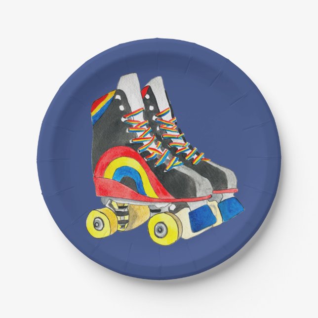 Rollerskates retro eighties art paper plates (Front)