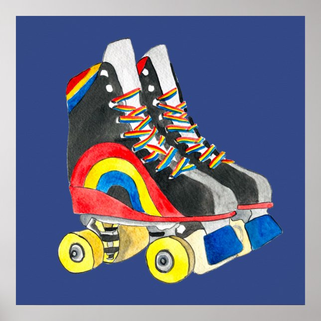 Rollerskates retro eighties art poster (Front)