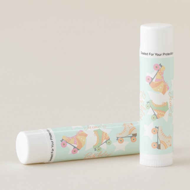 Rollerskating Birthday Pastel Stars Lip Balm (Front)