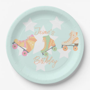 Rollerskating Birthday Pastel Stars Paper Plates