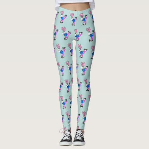 Rollerskating Bunny Rabbit Leggings