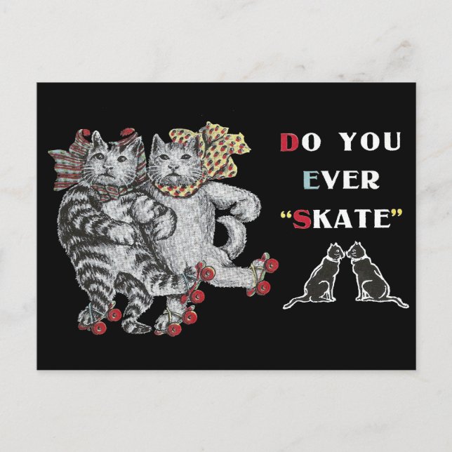 Rollerskating Cats Postcard (Front)