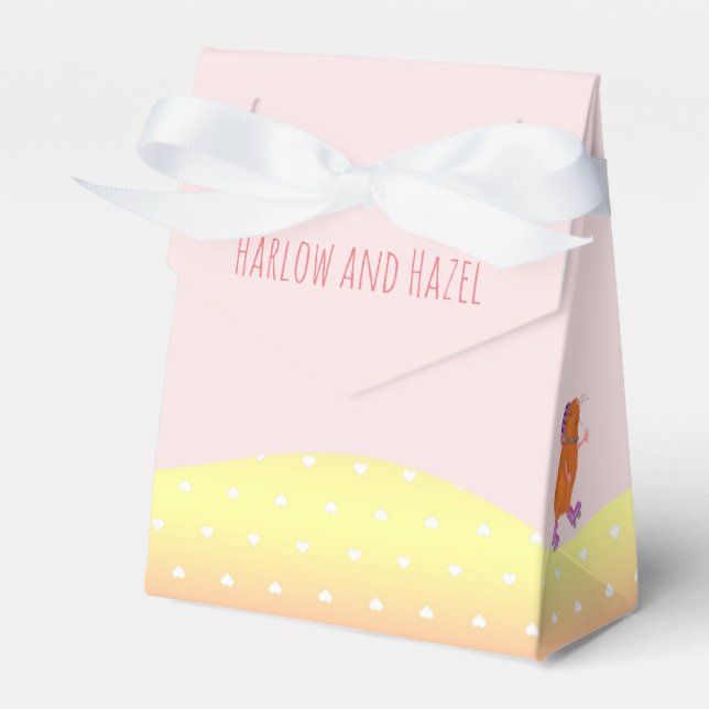 Rollerskating dog & guinea pig party favor bag boxes (Front Side)