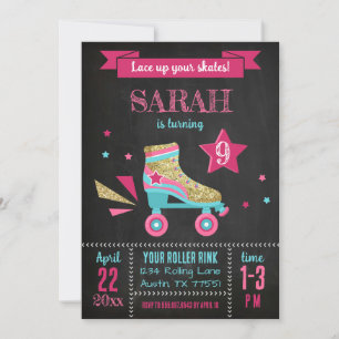 Rollerskating Party Roller Skates Birthday Invitation