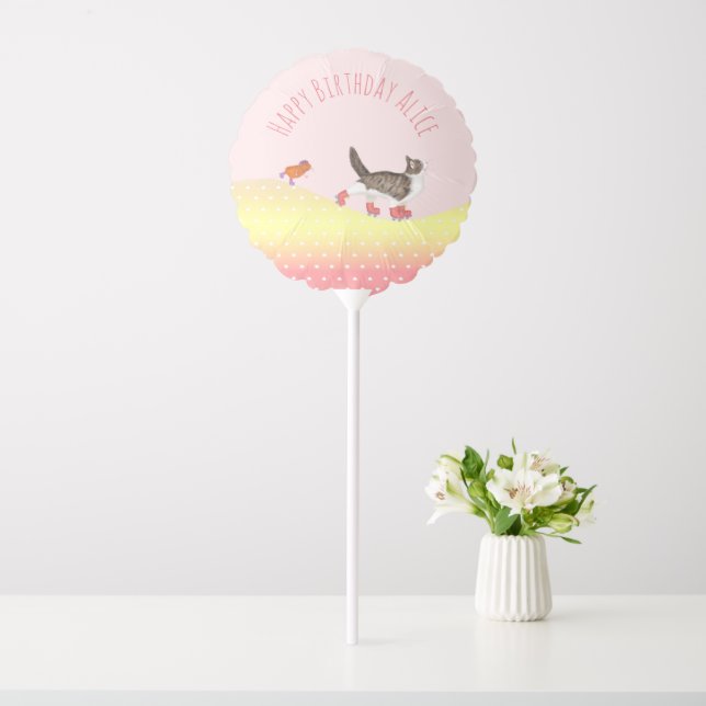 Rollerskating pets round birthday balloon (In SItu)