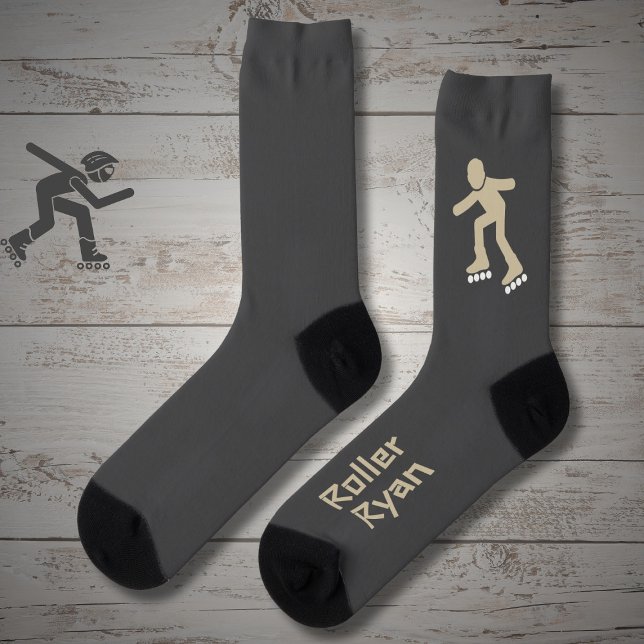 Rollerskating sand on gray with text socks (Creator Uploaded)