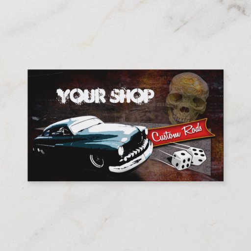 Customizable Rollin' Bones Hot Rods Business Card Template