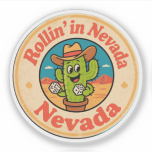 Rollin’ in Nevada_ Cactus with Dice Artwork Sticker