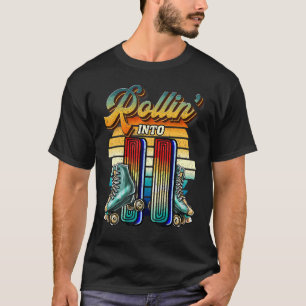 Rollin' Into 11 Roller Skating Rink 11th Birthday T-Shirt