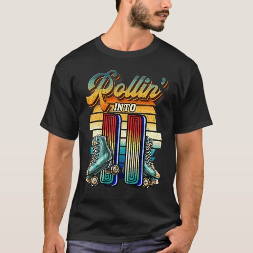 Rollin Into 11 Roller Skating Rink 11th Birthday  T_Shirt