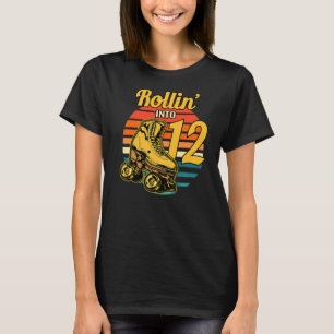 Rollin' Into 12 Retro Roller 12th Birthday Party S T-Shirt
