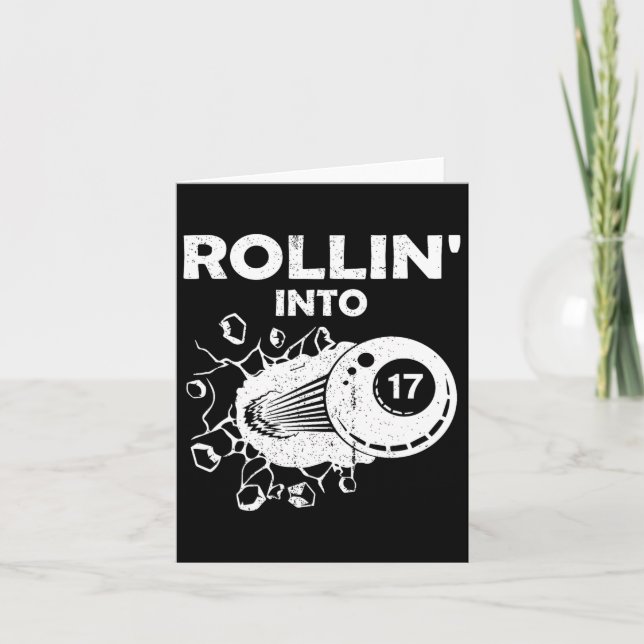 Rollin Into 17 Billiards 17th Birthday Flaming Bil Card (Front)