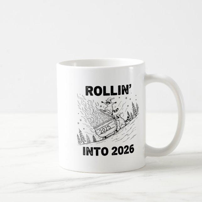 Rollin’ Into 2026 Dumpster Fire New Year Party Fun Coffee Mug (Right)