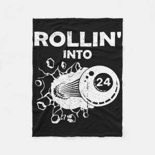 Rollin Into 24 Billiards 24th Birthday Flaming Bil Fleece Blanket