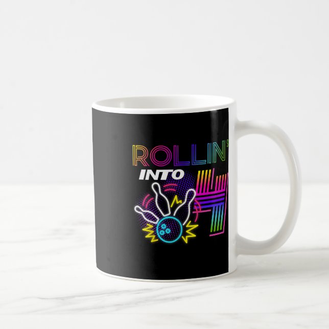 Rollin Into 4 Year Old Birthday Bowling Party 4th  Coffee Mug (Right)