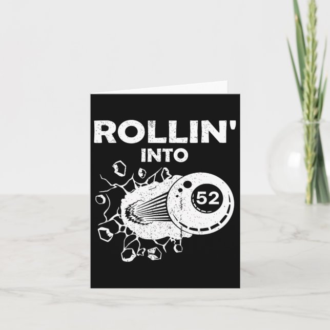 Rollin Into 52 Billiards 52nd Birthday Flaming Bil Card (Front)