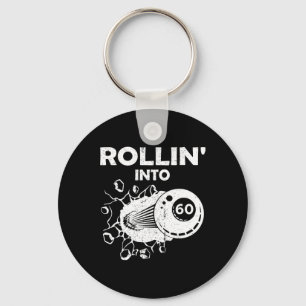 Rollin Into 60 Billiards 60th Birthday Flaming Bil Keychain