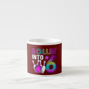 Rollin into 6 Bowling Birthday Party 6th Birthday Espresso Cup