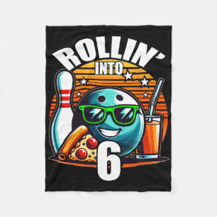 Rollin Into 6 Bowling Birthday Party 6th Birthday Fleece Blanket