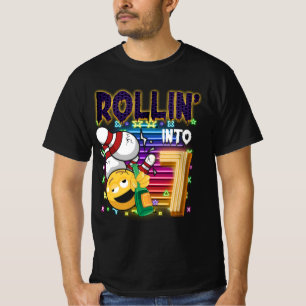 Rollin into 7 Bowling Birthday Party 7th Birthday T-Shirt