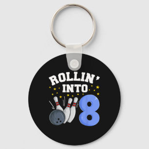 Rollin’ Into 8 Birthday Boy Bowling 8th Birthday P Keychain