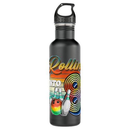 Rollin into 8 Bowling Birthday Party 8th Birthday  Stainless Steel Water Bottle