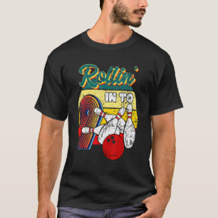 Rollin Into 9 Bowling Birthday Party 9th Birthday  T-Shirt