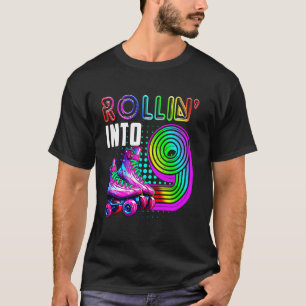 Rollin' into 9 Roller Skating Rink 9th Birthday Pa T-Shirt