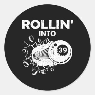 Rollin Into &#  Billiards &# th Birthday Flaming Classic Round Sticker
