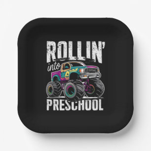 Rollin' Into Preschool Monster Truck Back to Schoo Paper Plates