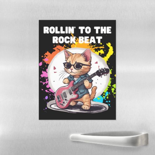  Rollin To The Rock Beat Cat  Guitar Magnetic Dry Erase Sheet