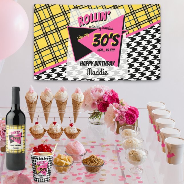 Rollin with my homies yellow plaid 90s birthday banner (Creator Uploaded)