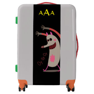 ROLLING CARRY ON, HAPPY MONSTER MONOGRAM LUGGAGE