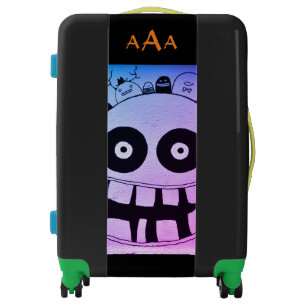 ROLLING CARRY ON, HAPPY MONSTER MONOGRAM LUGGAGE