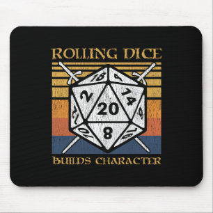 Rolling Dice Builds Character Funny Rpg Tabletop G Mouse Pad