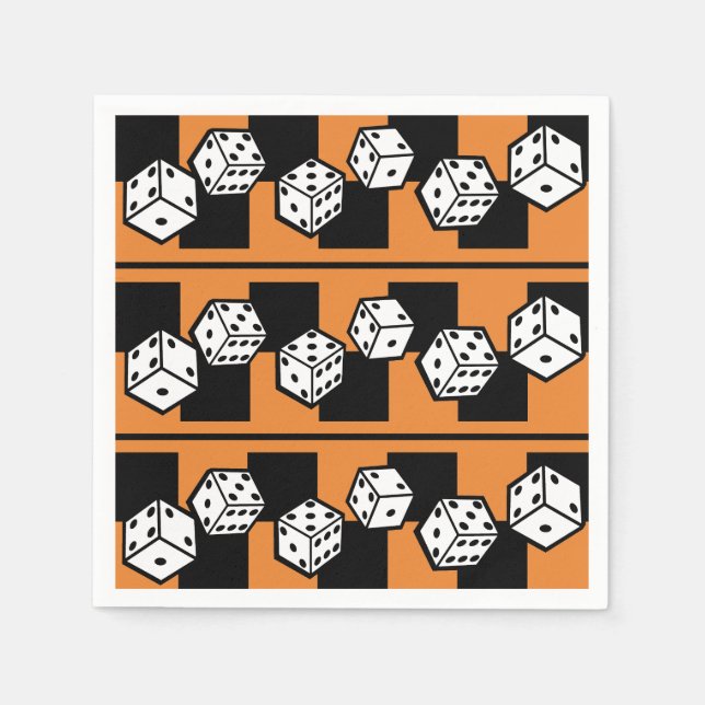 rolling dice for board game theme, bunco, vegas napkins (Front)