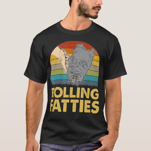 Rolling Fatties Cat Retro funny  T_Shirt