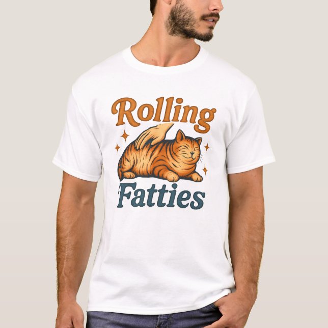 Rolling Fatties Cat T-Shirt - Funny Cat Lover Humo (Front)
