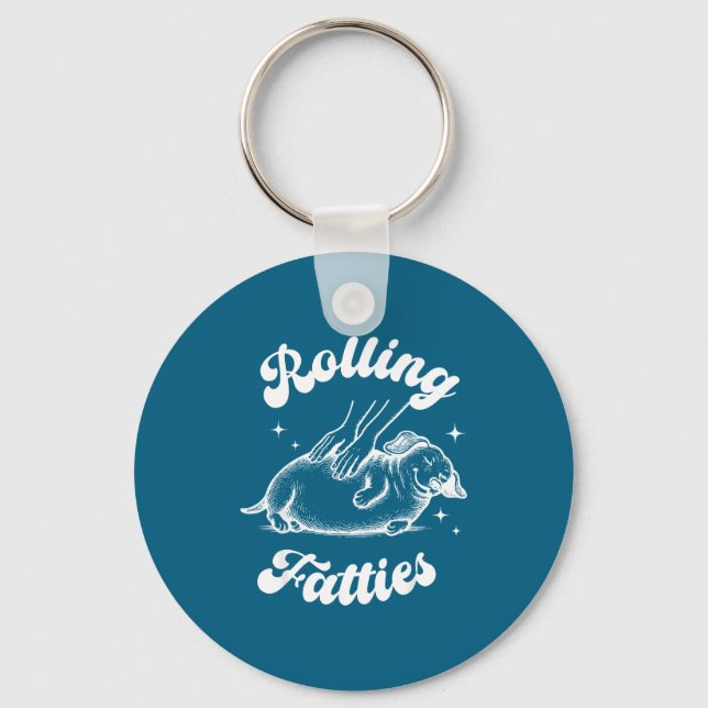 Rolling Fatties Dog Dachshund Weed Wiener Dog Love Keychain (Front)