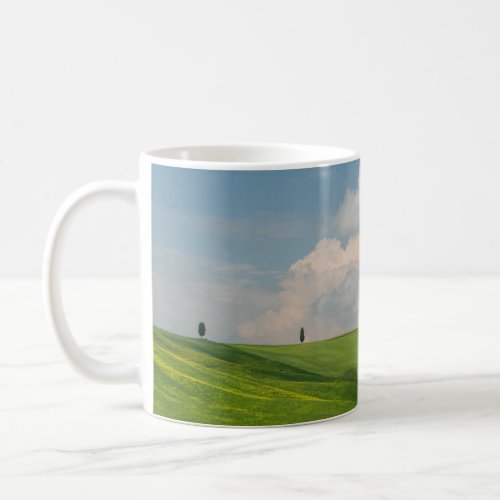 Rolling Green Hills Under Puffy White Clouds Coffee Mug