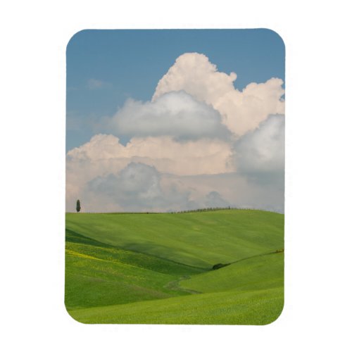 Rolling Green Hills Under Puffy White Clouds Magnet