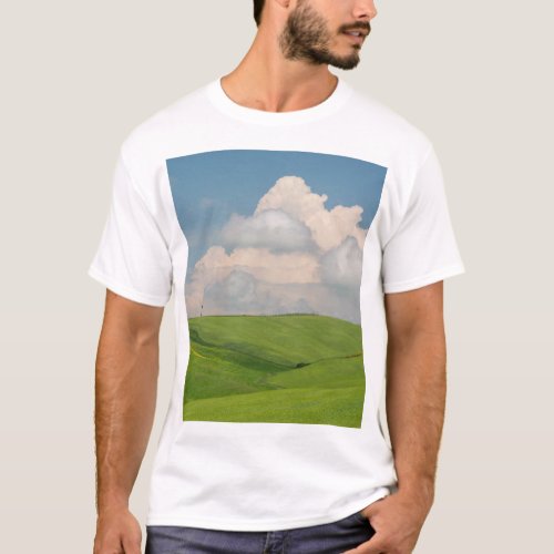 Rolling Green Hills Under Puffy White Clouds T_Shirt