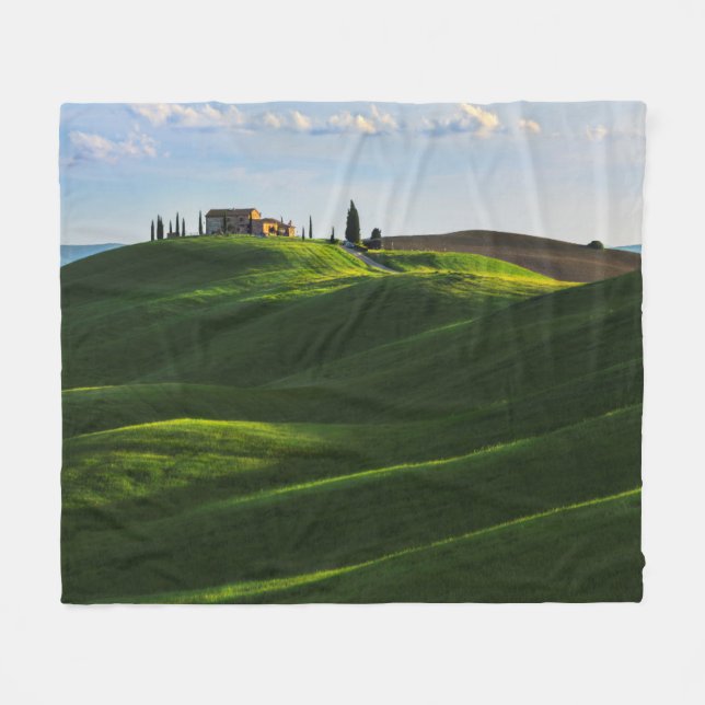 Rolling Hill Near Asciano, Tuscany Fleece Blanket (Front (Horizontal))