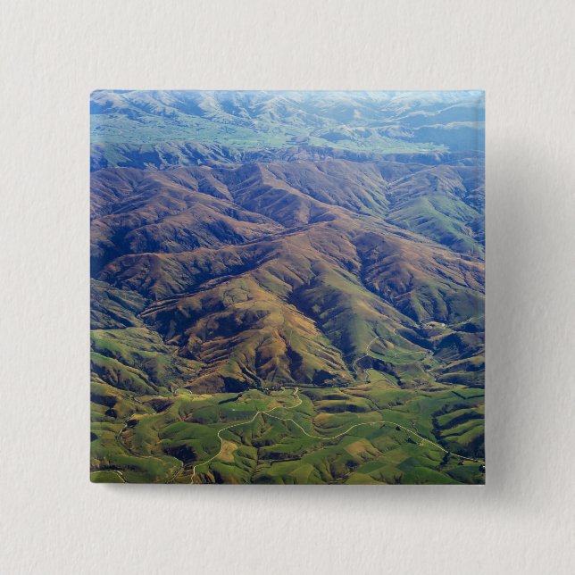 Rolling hills in Southland Region of New Zealand Pinback Button (Front)