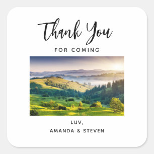Rolling Hills Nature Photo Wedding Thank You Square Sticker