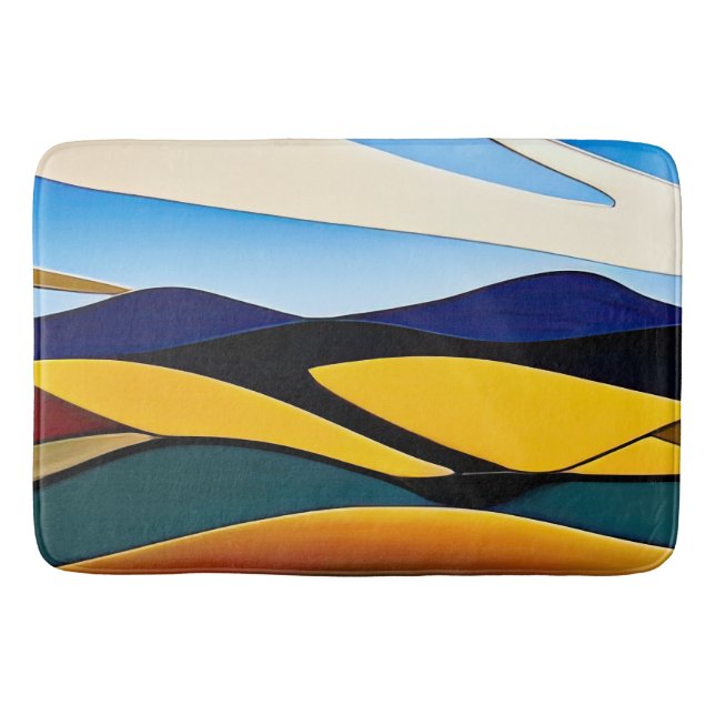 Rolling Hills of California Minimalist Landscape Bath Mat (Front)