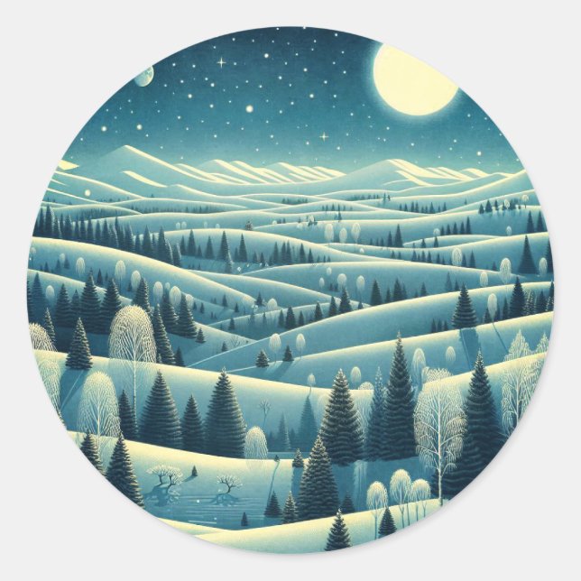 Rolling Hills of Winter Classic Round Sticker (Front)