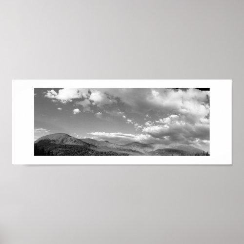 Rolling Hills Panoramic Black and White Photo Poster