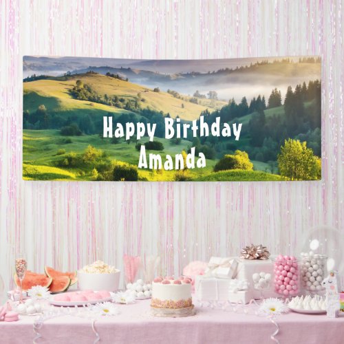 Rolling Hills Scenic Nature Photo Birthday Banner